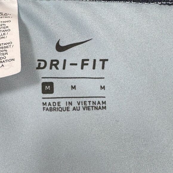 Nike Power Crop Racer Leggings Women Medium Blue Navy Wicking Dri-Fit Zip Pocket - Picture 7 of 9